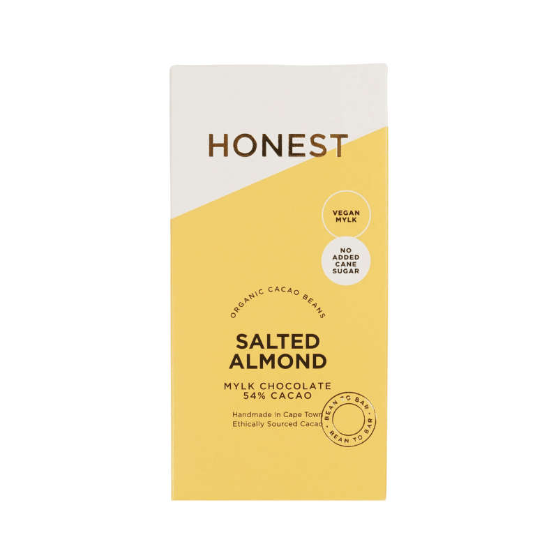 Honest Chocolate 54% Dark Mylk Salted Almond 60g Slab