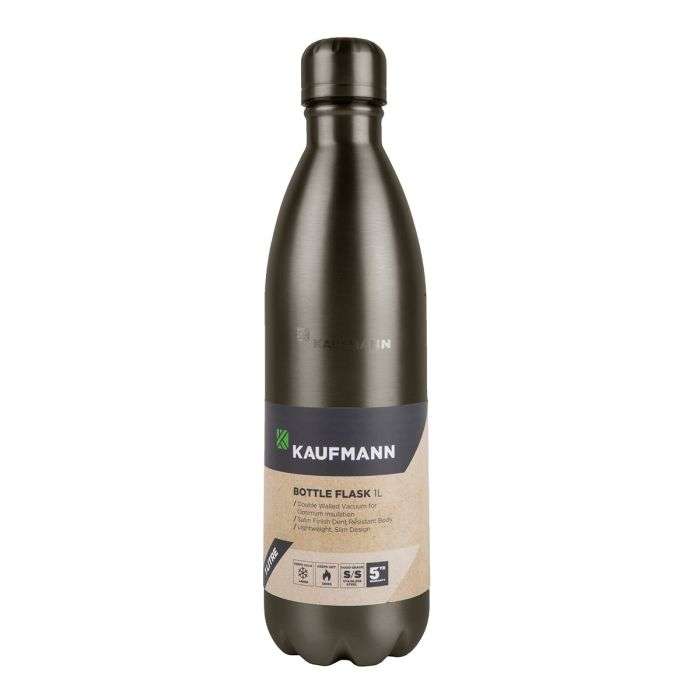 Kaufmann Flask Bottle S/Steel Grey 1L (Pack of 4)