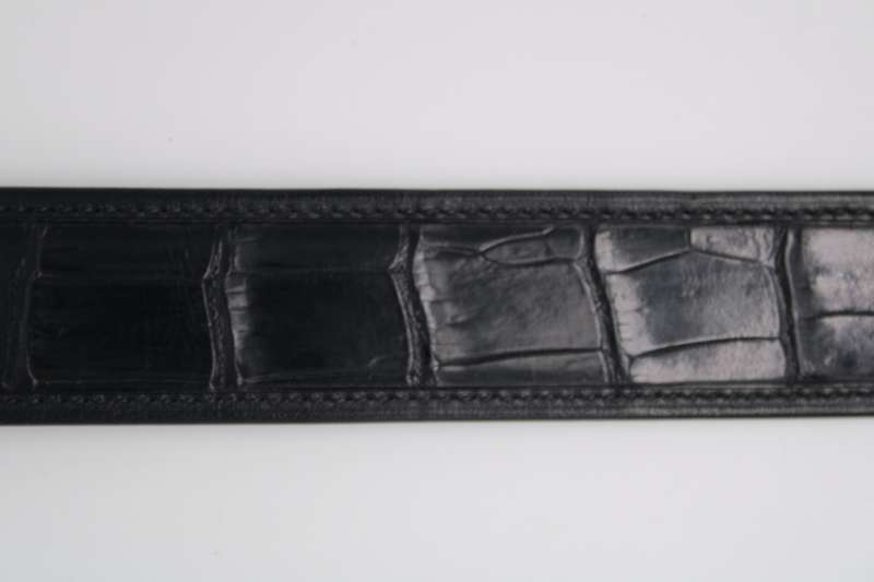 Silver Geometric Pin Buckle with Crocodile Belly Leather Belt  Luxury Design