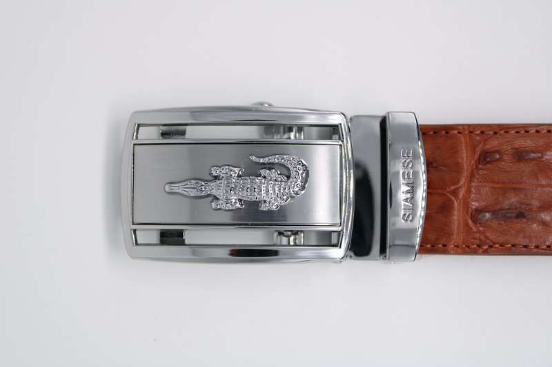 Silver Crocodile Belt Buckle  Auto-Lock Designer Buckle for Leather Belts