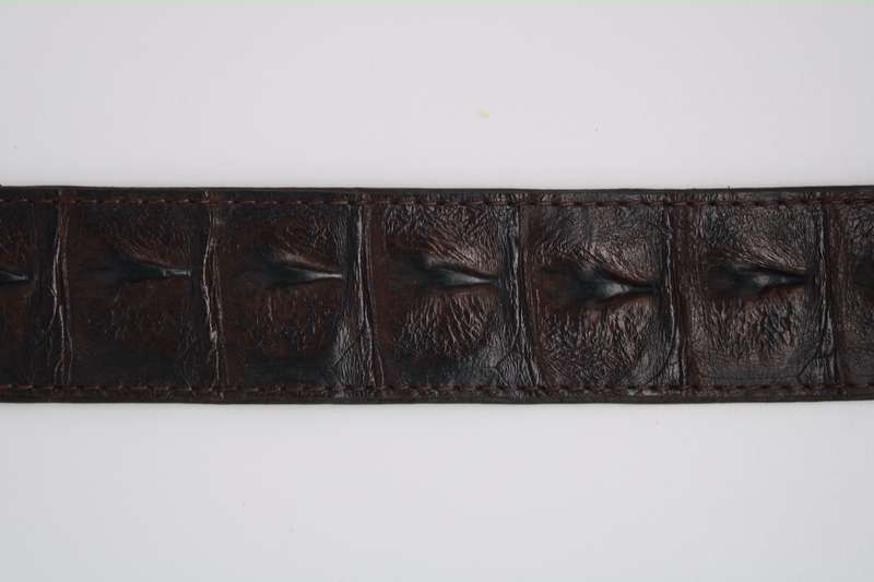 Genuine Crocodile Leather Belt  Classic Silver-Tone Buckle & Handcrafted Finish