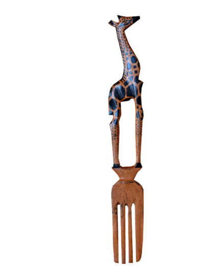 Wooden Hand Carved Giraffe Server Sets