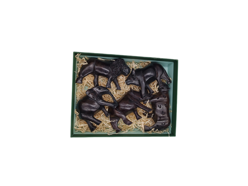 Ebony Wood Big Five Animal Figurines