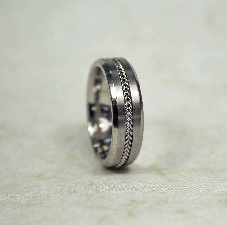 Titanium Ring With Inlay Pattern