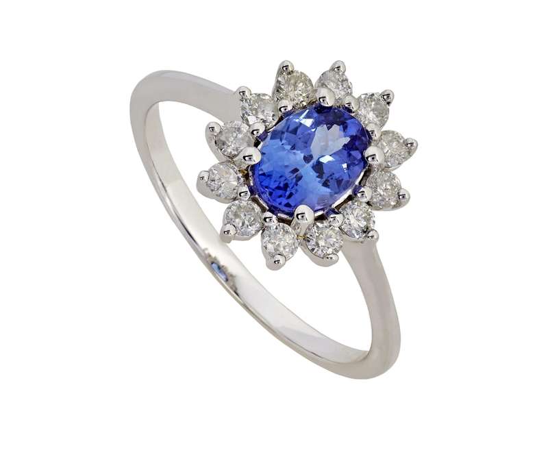 Tanzanite Ring with Diamond Halo