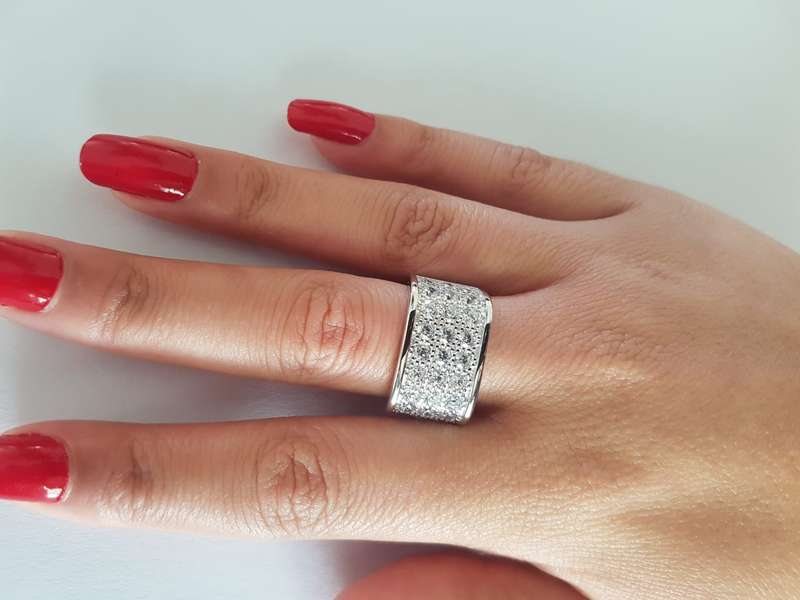 Silver Angular Band Statement Ring