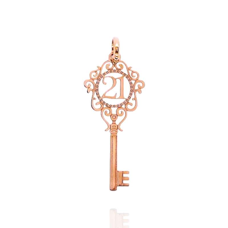 9ct Gold 21 Key Pendant - 21st Birthday Gifts Key Pendants