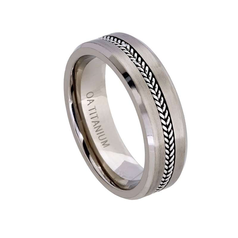 Titanium Ring With Inlay Pattern