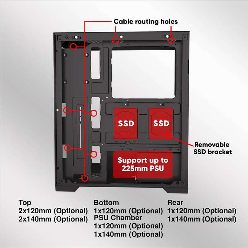 Armaggeddon Aquaron Pro ATX Gaming Case - Black