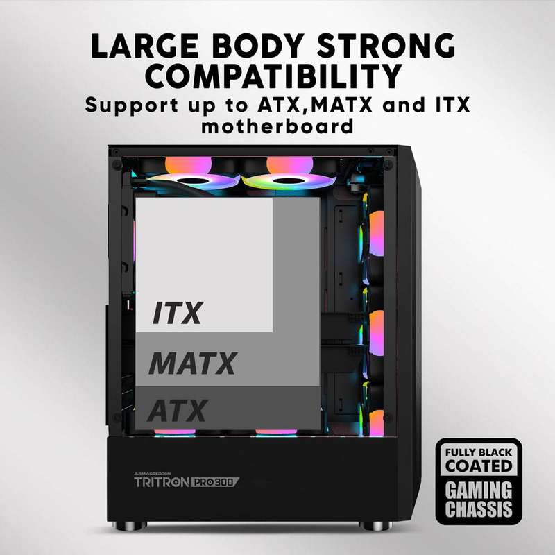Armaggeddon Tritron Pro 300 ATX Gaming Case with 3x ARGB Fans