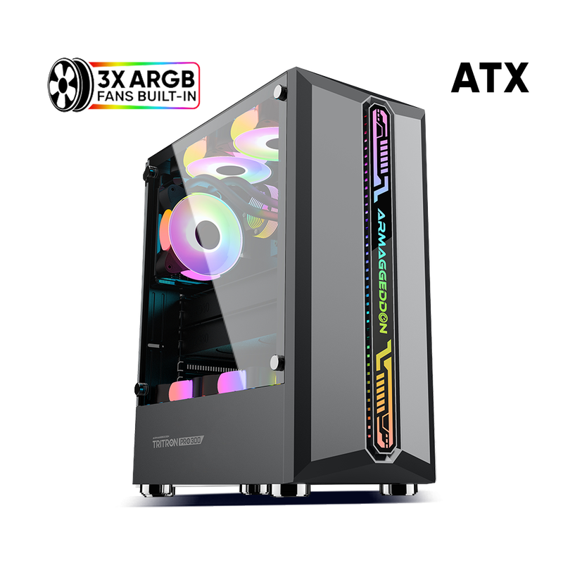Armaggeddon Tritron Pro 300 ATX Gaming Case with 3x ARGB Fans