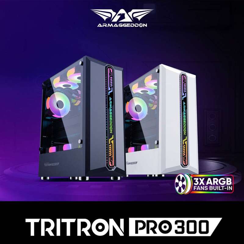 Armaggeddon Tritron Pro 300 ATX Gaming Case with 3x ARGB Fans