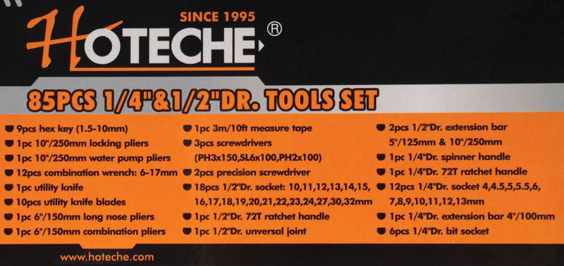 Tool Kit in 5 Tray Tool Box (85 Piece) - Hoteche