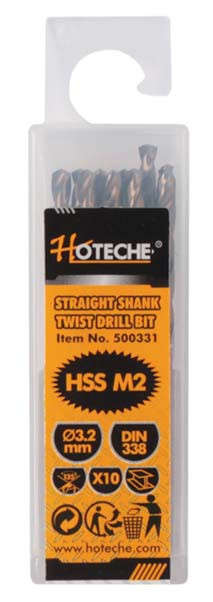 Hoteche HSS Drill Bits - 3.2mm (10 Piece)