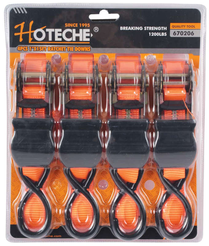 Ratchet Tie Down - 4 Piece - 25mm x 4.5m x 0.5mm