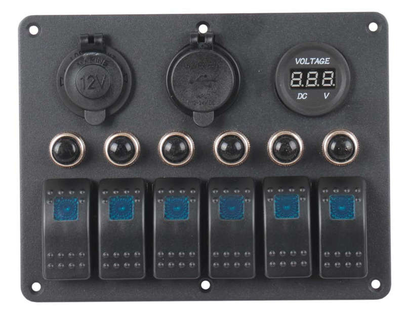 Switch Panel - 6 Switch + Power + USB + Voltmeter