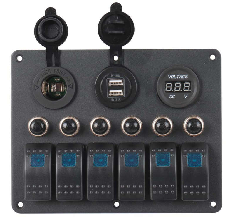 Switch Panel - 6 Switch + Power + USB + Voltmeter