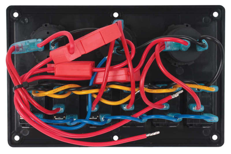 Switch Panel - 6 Gang - Cigarette Lighter Socket + USB + Volt Meter