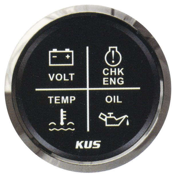 4 Function Led Warning Gauge - 52mm - Black