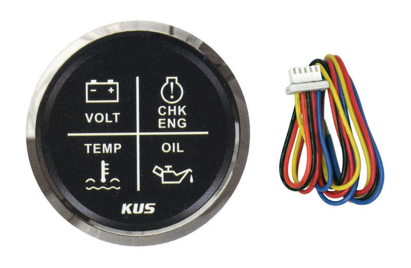 4 Function Led Warning Gauge - 52mm - Black