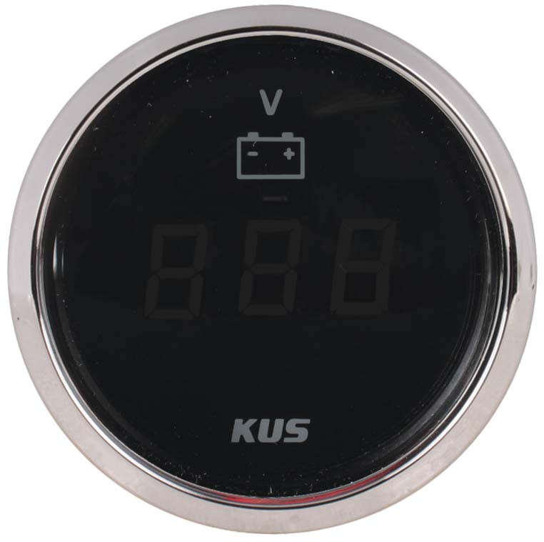 Kus Digital Volt Guge - 8-32V - Black Face with Stainless Steel Bezel