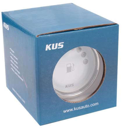 Kus LED Fuel Level Gauge - 52mm - White Face with Silver Bezel