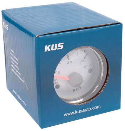 Kus Oil Pressure Gauge - 52mm - White Face with Silver Bezel