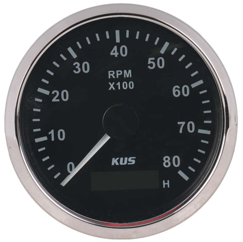 Kus Tachometer 8000RPM - 85mm  - Black face with Silver Bezel