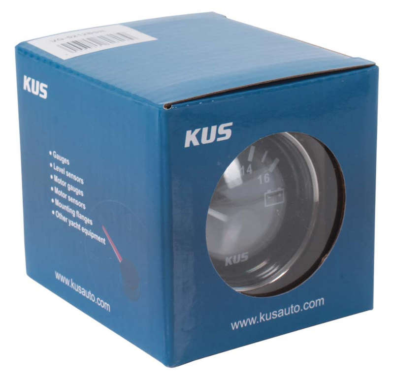Kus Volt Gauge - 12V - 52mm - Black Face with Silver Bezel
