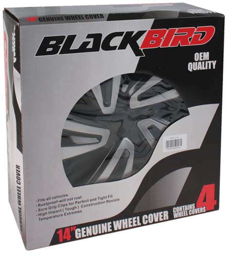 14" Silver / Black Wheel Cover Set