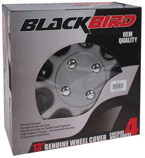 13" Silver / Black Wheel Cover Set