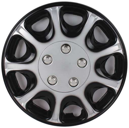 14" Silver / Black Wheel Cover Set