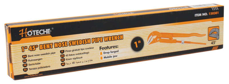 Pipe Wrench (Swedish) 45 Degree Bent Nose - 1 Inch / 25mm