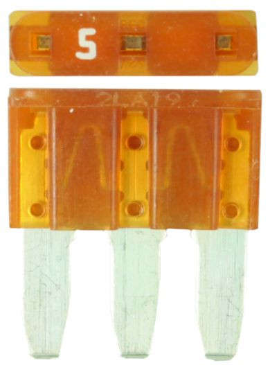 3 Pin Blade Fuse - 5 Amp - 100 Pieces