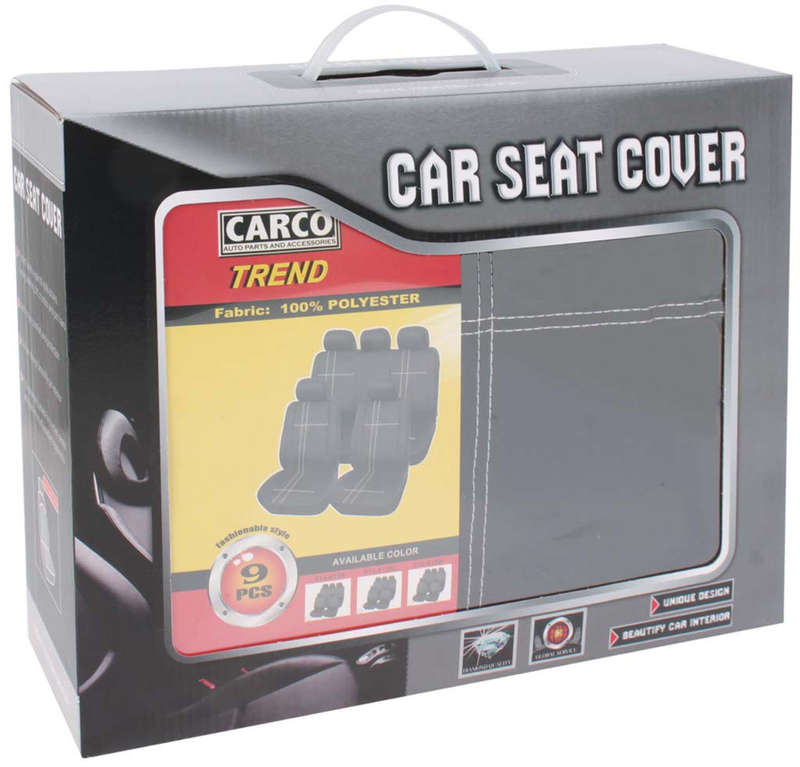 9 Piece Seat Cover Set - Trend - White and Black