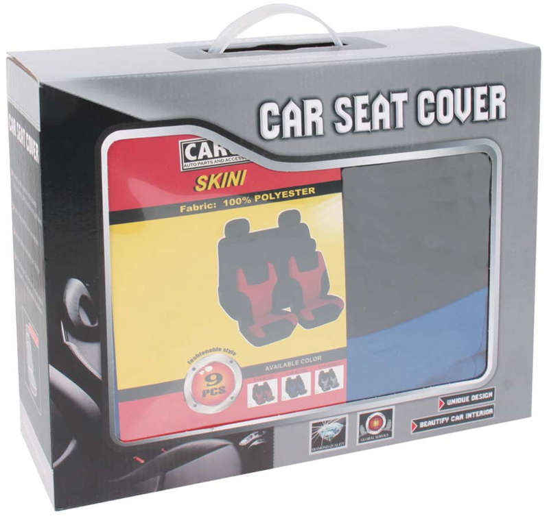 9 Piece SKINI Seat Cover Set - Blue and Black