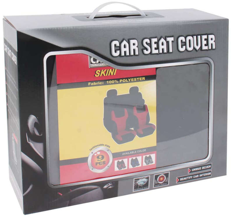 9 Piece SKINI Seat Cover Set - Grey and Black
