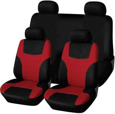 9 Piece SKINI Seat Cover Set - Red and Black