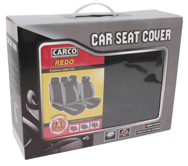 9 Piece RADO Seat Cover Set - Grey and Black