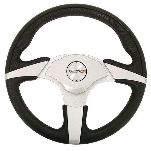 330mm Steering Wheel - Polyeurathane - Black and Silver