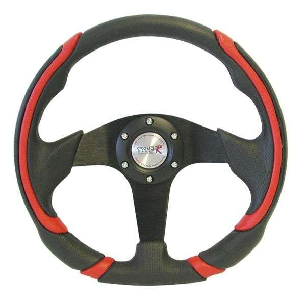 Steering Wheel - 320mm - Leather And Polyeurathane - Red