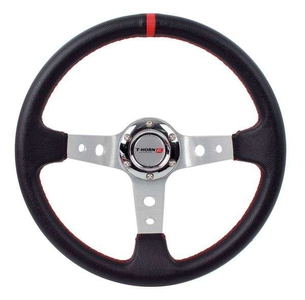 Steering Wheel - PVC - 350mm - Black and Red