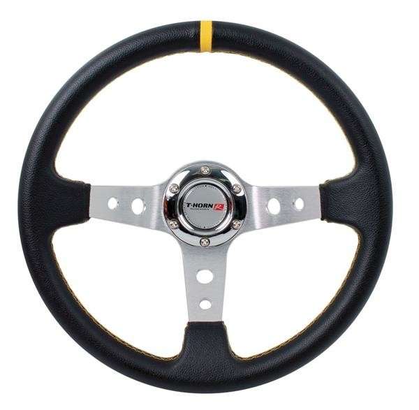 Steering Wheel - PVC - 350mm - Black and Yellow