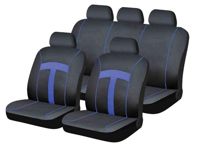 9 Piece T-Style - Blue Seat Cover Set