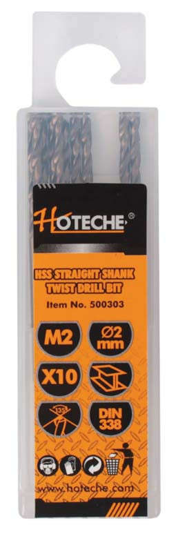 Hoteche HSS Drill Bits - 2mm (10 Piece)