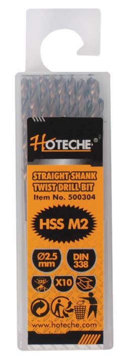 Hoteche HSS Drill Bits - 2.5mm (10 Piece)