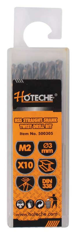 Hoteche HSS Drill Bits - 3mm (10 Piece)