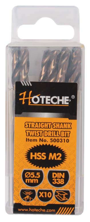 Hoteche HSS Drill Bits - 5.5mm (10 Piece)