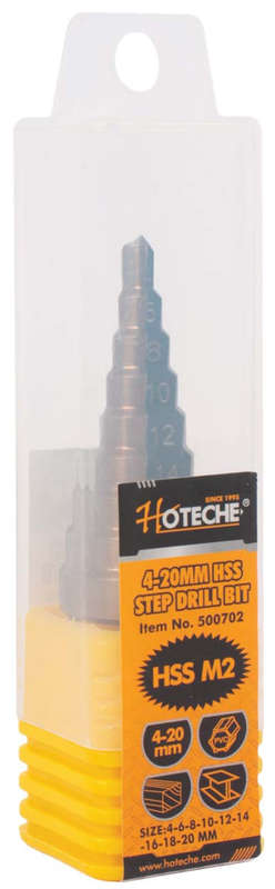 Stepped Drill Bit (4mm to 20mm) - 9 Step HSS