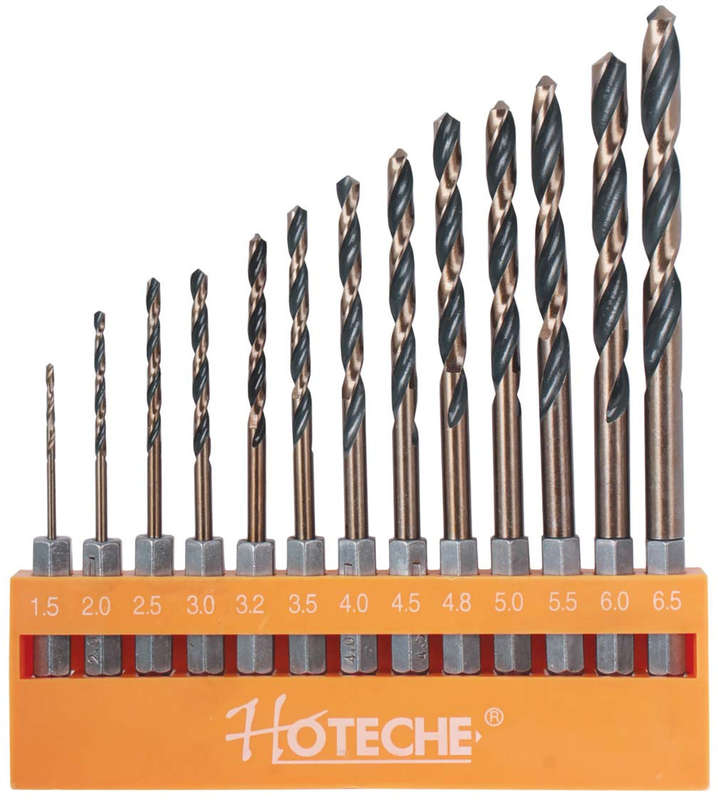 Hoteche 13 Piece HSS Hex Shank Twist Drill Bit Set